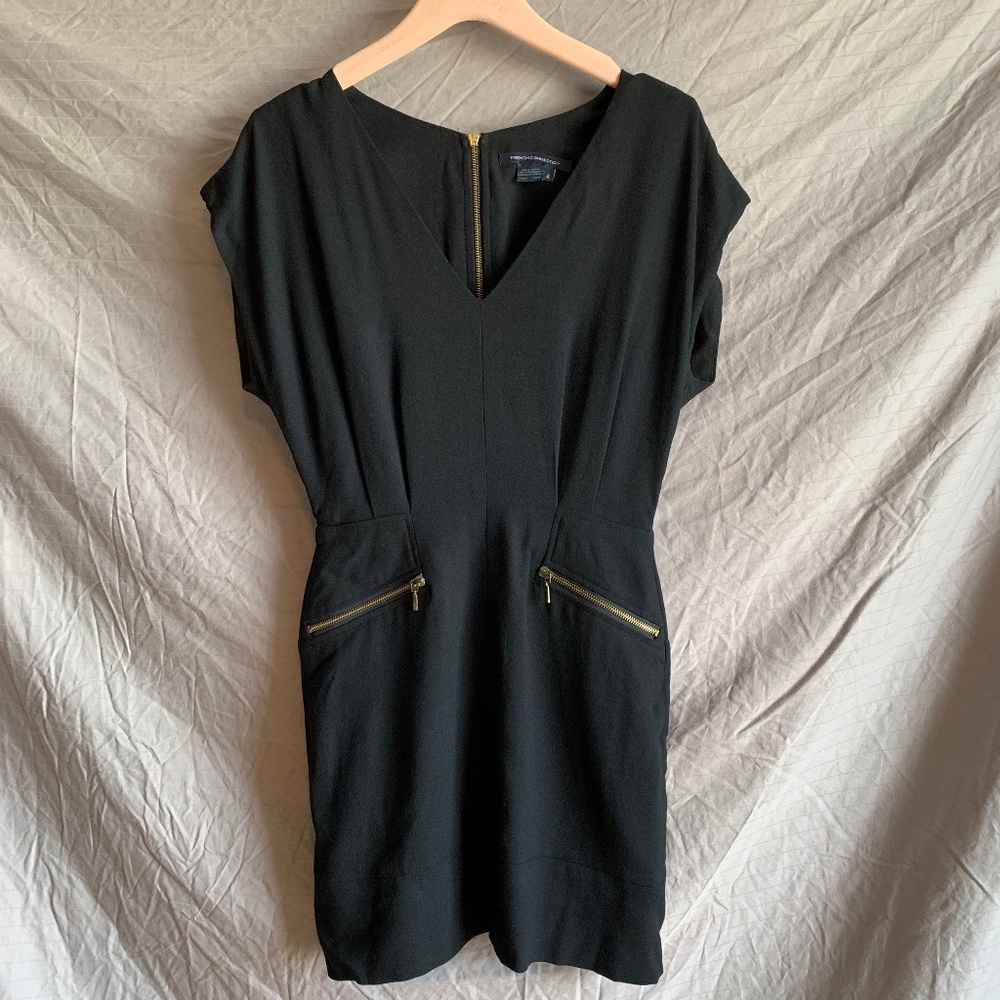 French Connection black wool mini dress, size 4